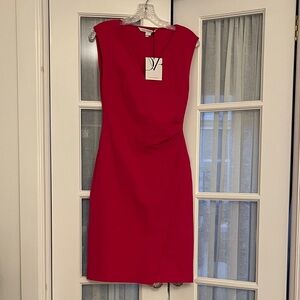 Diane Von Furstenberg Vibrant Pink Red Midi Dress